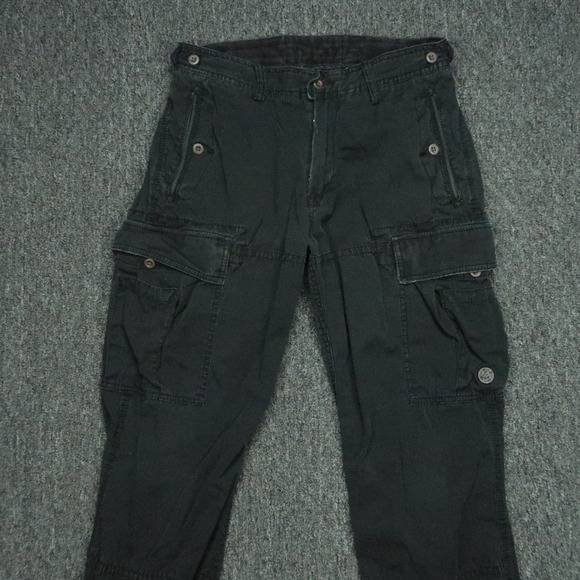 VINTAGE Polo Ralph Lauren Pants Men 31x30 Black Cargo Military Utility Distress - Picture 2 of 13